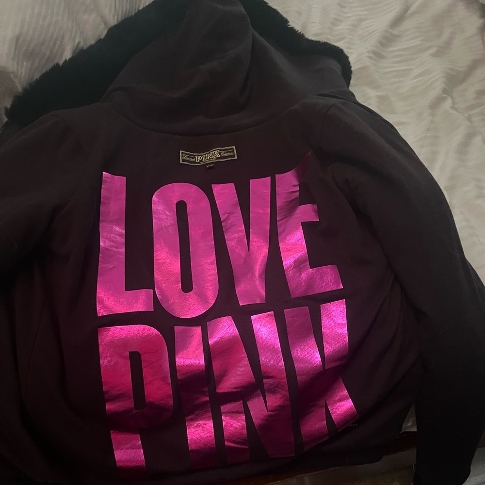 VS pink reversible jacket fuzzy inside